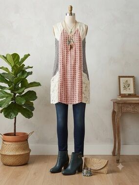 hint of mint Pink Patterned Lace-Trim Tunic